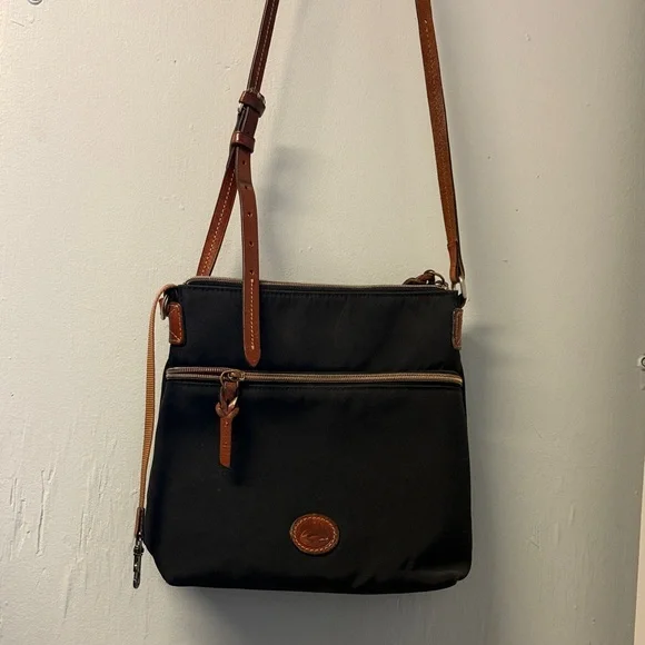 Dooney & Bourke Black Nylon Crossbody with Brown Leather Accents - Picture 3 of 6